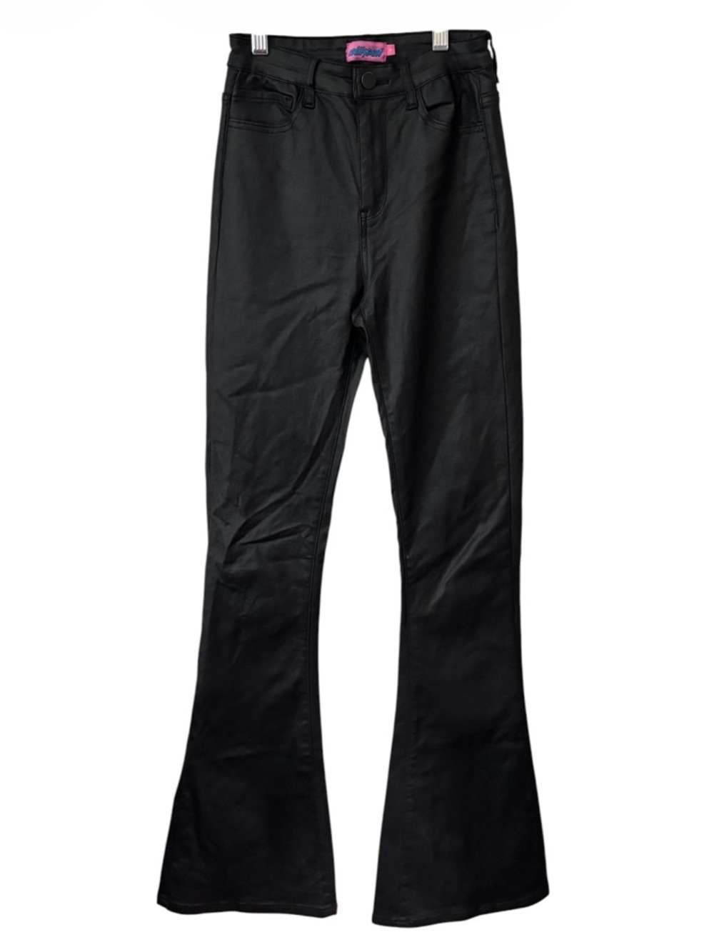 Edikted Wax Coated Flare Jeans Sz S - Picture 3 of 5